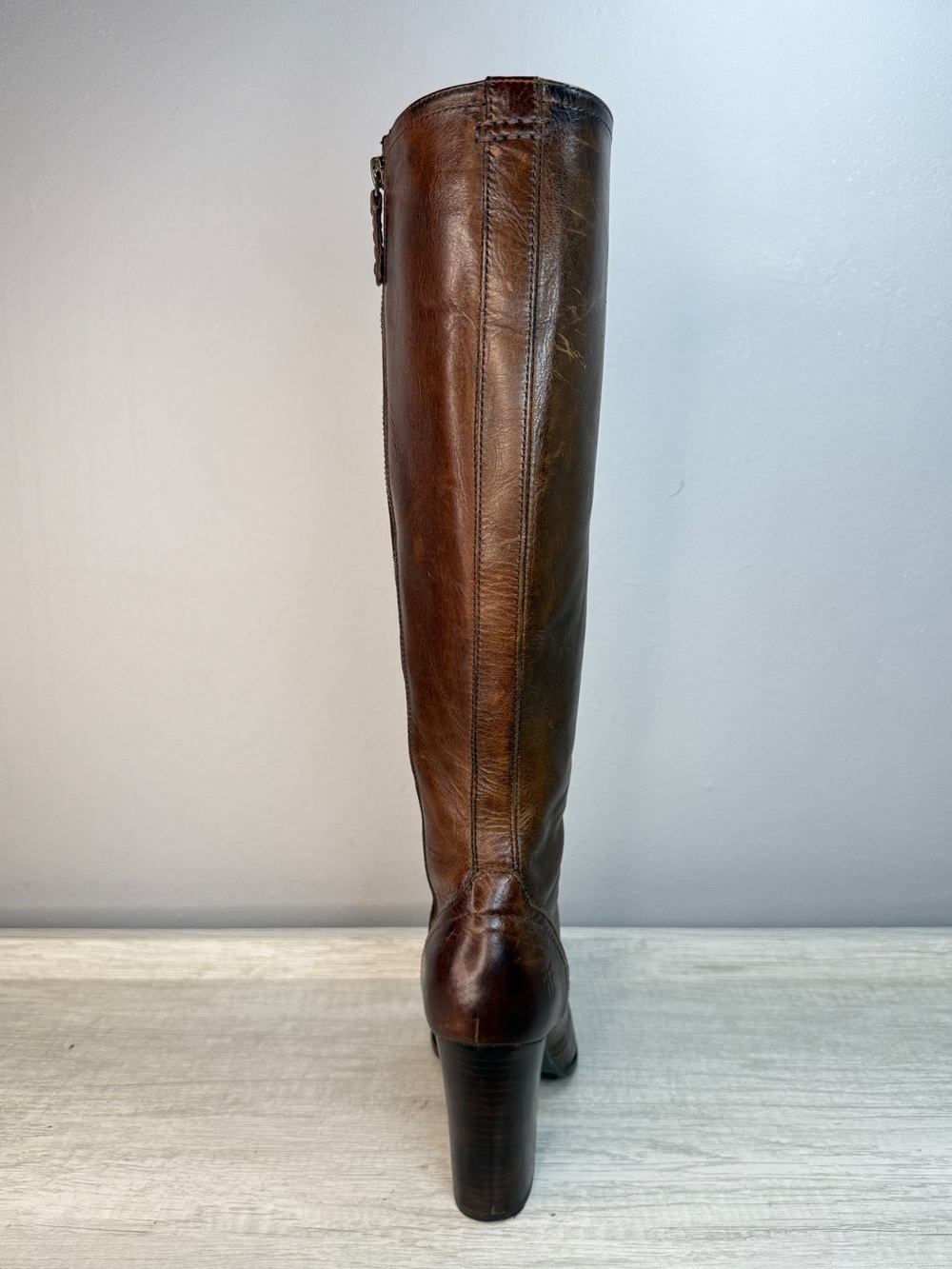 Like New! Frye Women's Parker Tall Lace Up Brown Leather Heeled Boots Size 7 - Picture 7 of 16